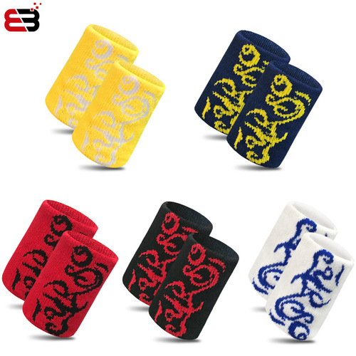 Factory direct sales jacquard sports wristbands elastic large terry thickened and lengthened sweat-absorbent anti-sprain wrist fashion and versatile