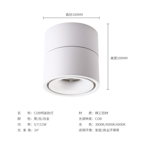 Clear ceiling spotlights with adjustable angles, LED ceiling lights for living room, household ceiling pendants, round tubes, for shops and businesses, track lights