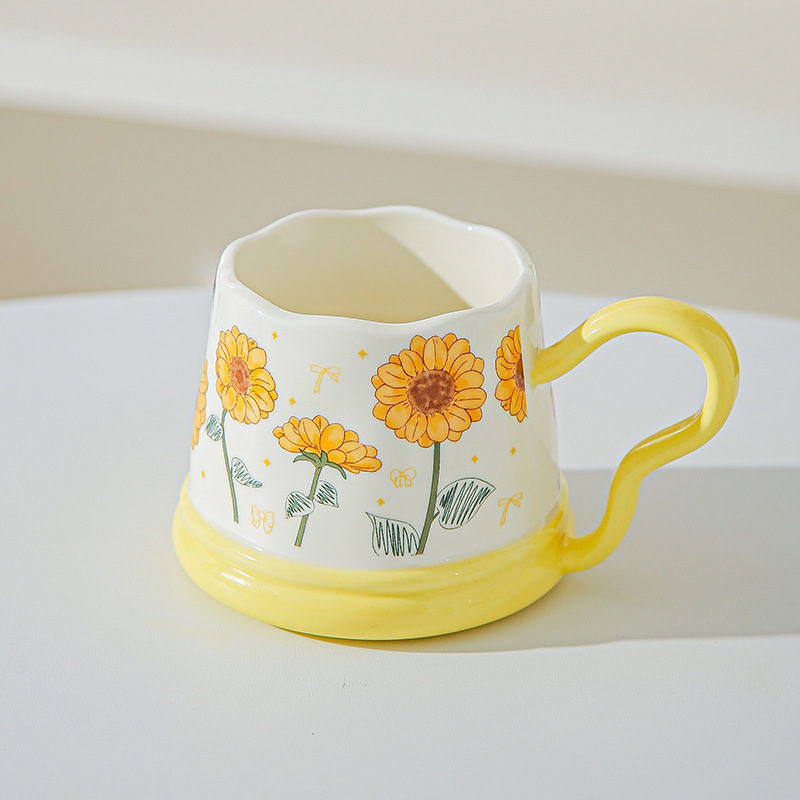 Regalos de mano pequeños regalos de tazas de girasoles de cerámica para el hogar set tazas de tazas de tulipán