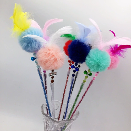 Evanti Cat Игрушка Палка Перо Стальная Проволока Акриловая Эластичная Игрушка Для Кошек Длинный Стержень Цвет Игрушка Для Кошек