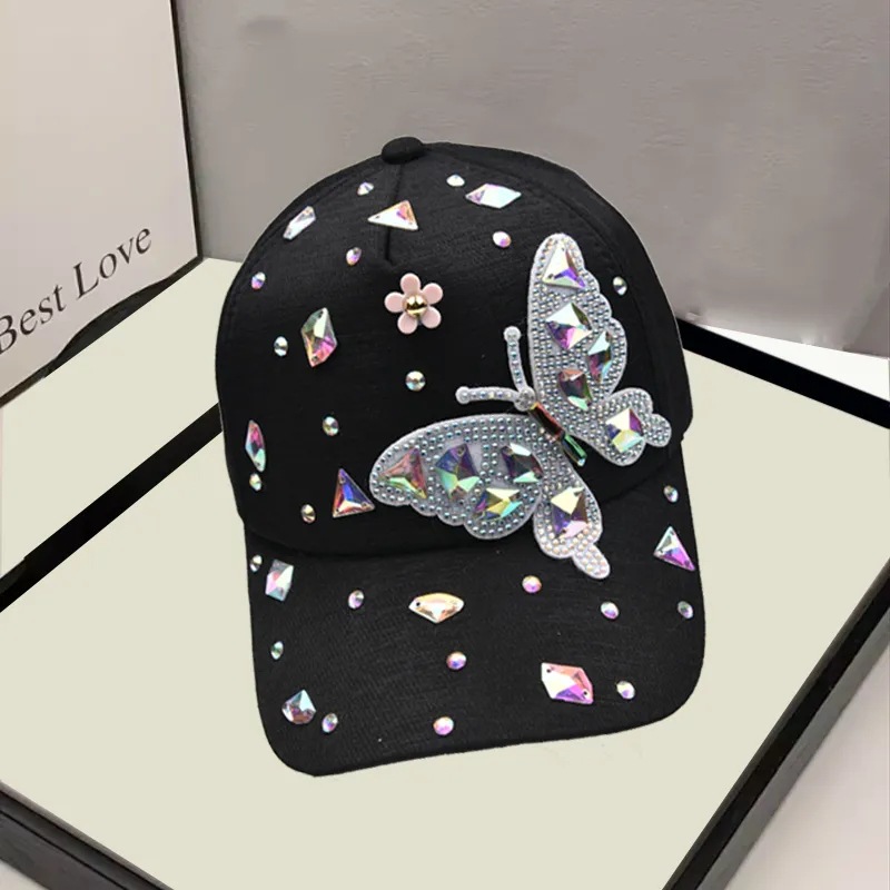 Women's Simple Style Classic Style Color Block Rhinestone Curved Eaves Baseball Cap display picture 7