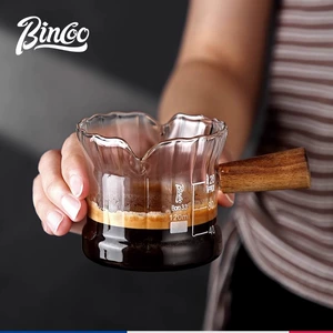 Bincoo Glass Milk Cup японская молочная банка деревянная ручка с двойной концентрированной кофейной чашкой для кофейной чашки измерение чашка молока