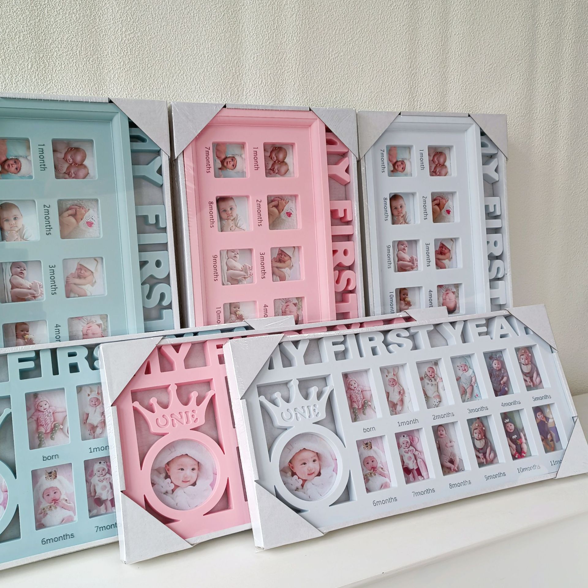 Cross-Border Hand and Footprints Baby One-Year Anniversary Table Photo Frame Birthday One-Year-Old Growth Commemorative Photo Frame Creative Gift