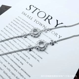 新款简约高级感闪蝶手链空托镶嵌彩宝蛋面高级手链托8mm