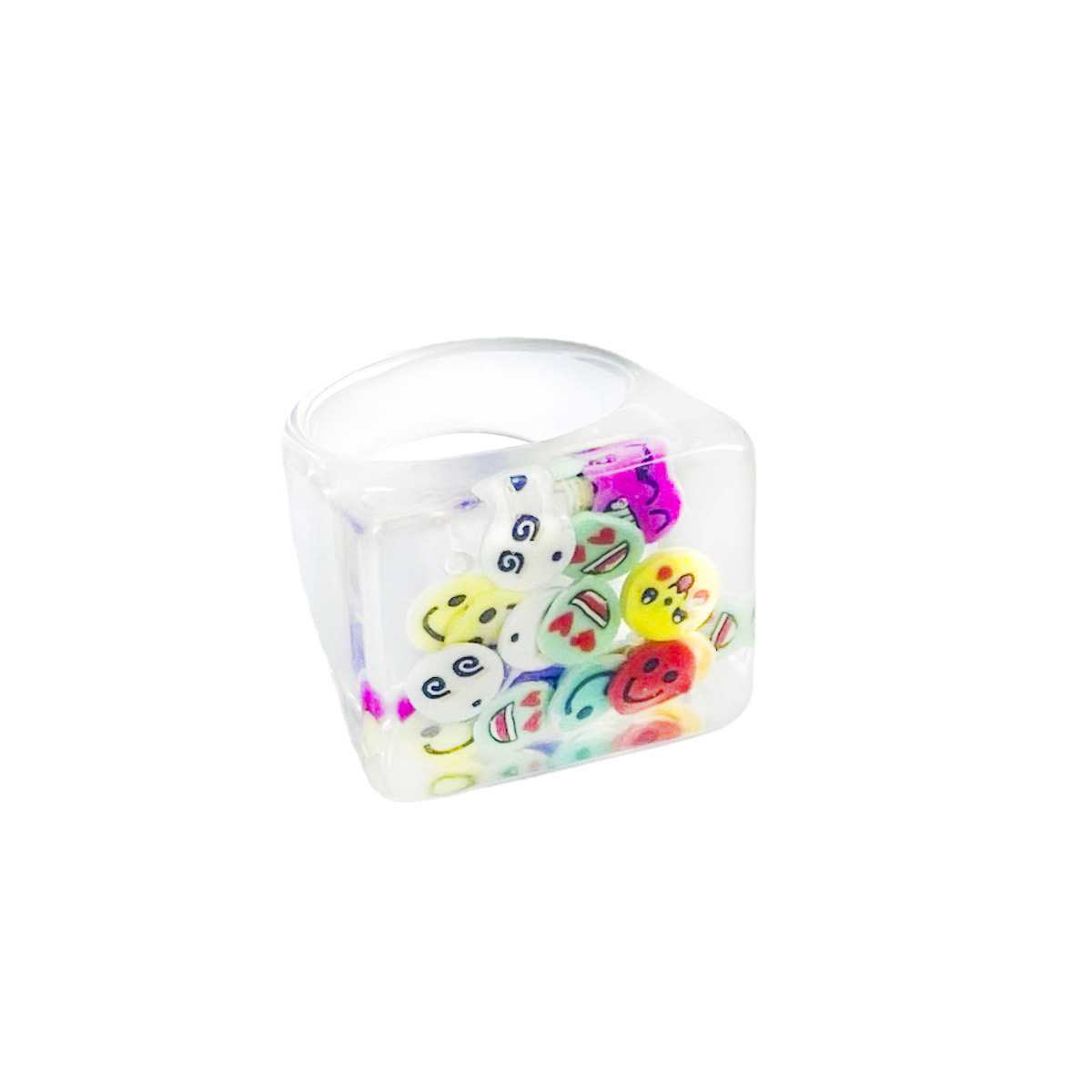 wholesale fashion transparent watermelon beads resin ring Nihaojewelry