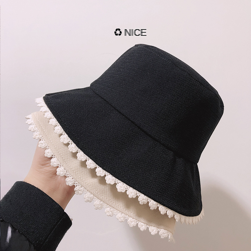 帽子女韩版夏季薄款透气大檐遮阳蕾丝边渔夫帽气质时尚显脸小盆帽|ms
