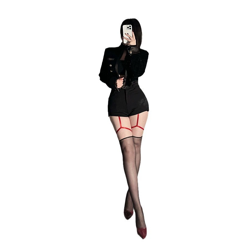 Лан Гуйфан Sexy колготки-кольца для ног, цвет интегрированные подтяжки, носки, ночной магазин наложения, длинный труба, ультратонкие сплошные колготки 523