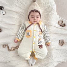 婴儿连体衣秋冬款加棉保暖外出套装夹棉加厚新生儿宝宝打底哈衣服