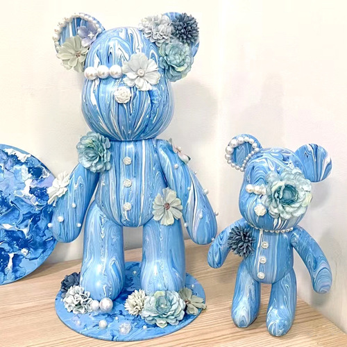 DIY Internet Celebrity Color Fluid Bear White Base Handmade Violent Bear Graffiti Coloring Painted Silicone Doll Street Stall Toy Wholesale