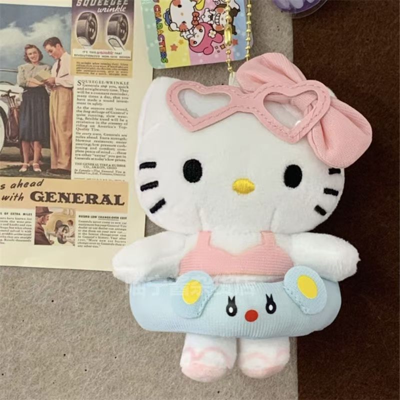 卡通游泳圈kitty挂件毛绒公仔可爱新款小玩偶书包挂饰钥匙扣送人|undefined