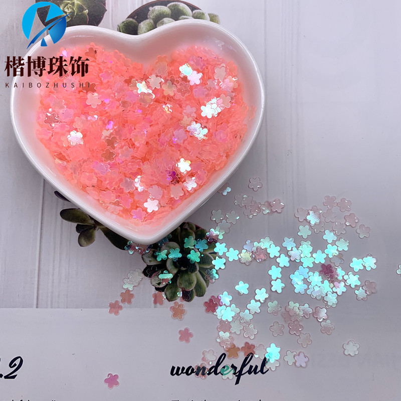 5mm plum PVC beads sequins pentagram peach heart nail art patch DIY Crystal mud slime filling material