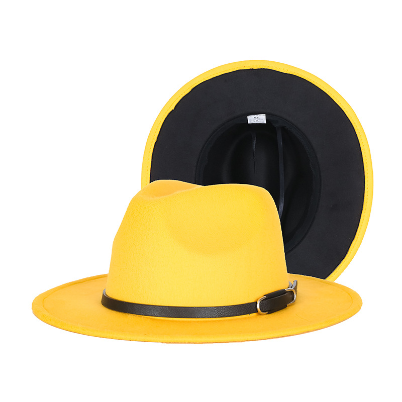 Sombrero de copa otoño e invierno europeo y americano británico contraste color moda Jazz sombrero simple popular color a juego fábrica personalización al por mayor