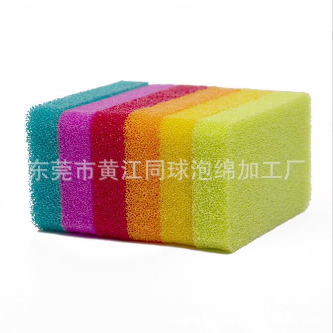 批发洗碗海绵擦彩色硅胶海棉独立包装厨房清洁海绵块 感温海绵