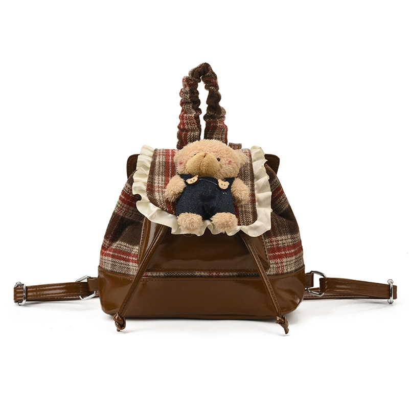 Escuela de viento jardín de infantes mochila de bebés caricatura lindo oso para niños y niñas 2025 nueva mochila de encaje para niños