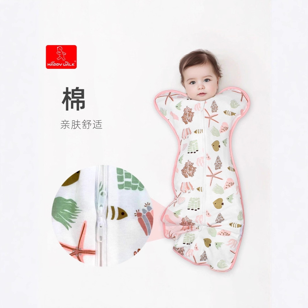Baby Surrender-Style Anti-Startle Sleeping Bag for Spring, Autumn, and Winter, Thin Cotton Breathable Pure Baby Swaddle Anti-Kick Blanket 0-6 Wholesale
