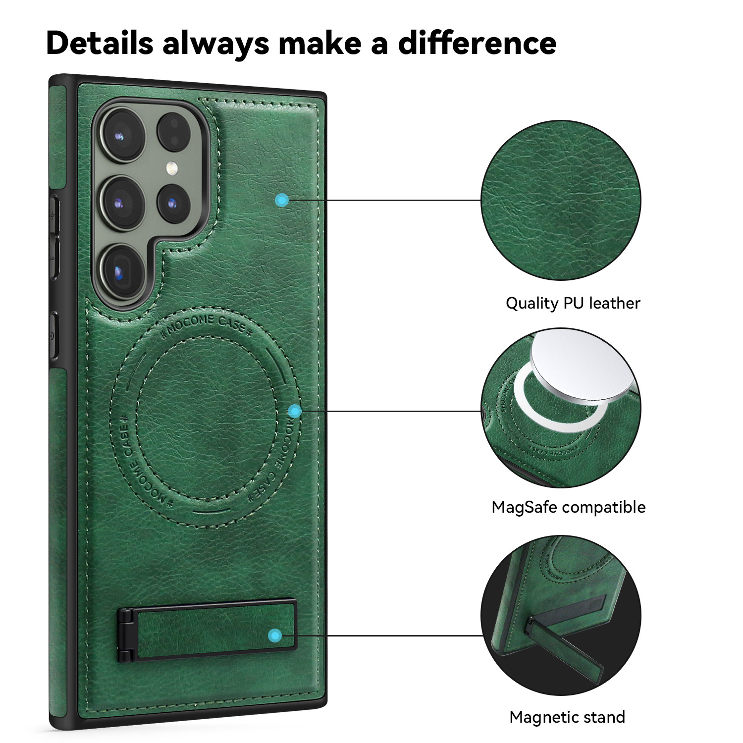 Funda de Cuero Crystal Shield Compatible con Samsung S25 EDGE, Funda Magnética de Cuero de Alta Gama para Teléfono S24 Ultra con Soporte Invisible