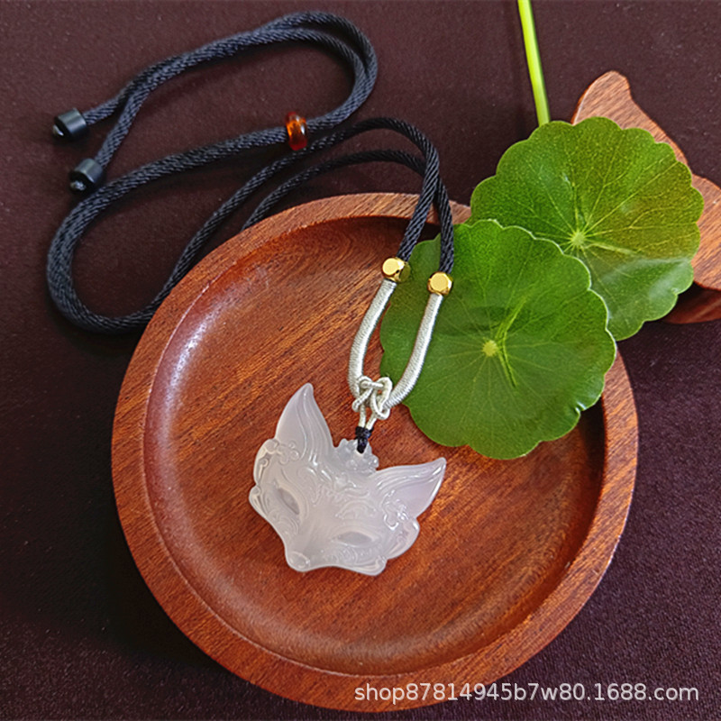 검은색 끈이 달린 큰 여우 가면(뒷면 평면 30*29mm)