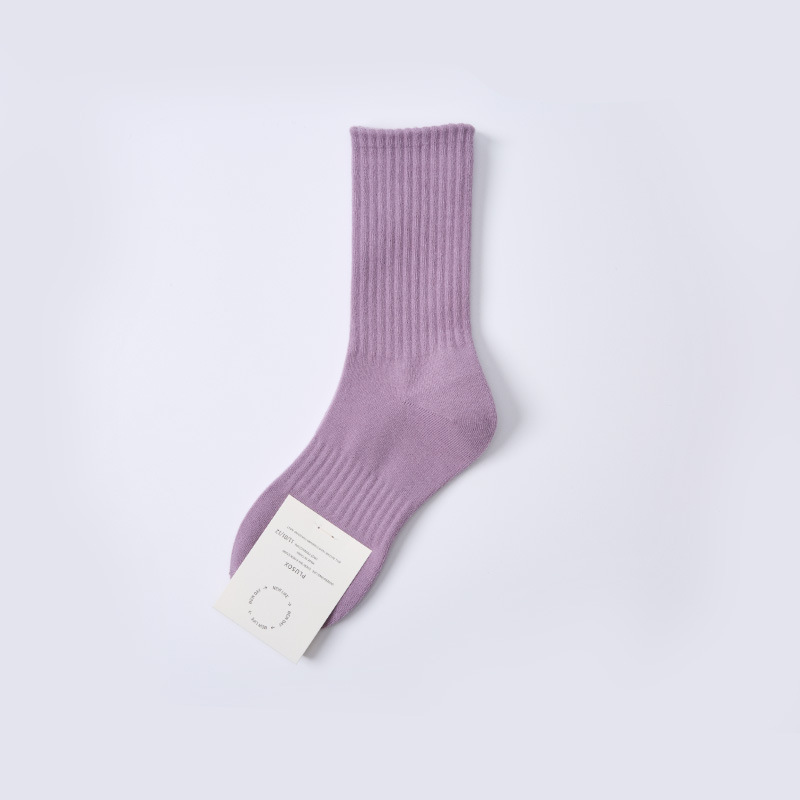 Plusox calcetines marrones calcetines de media pantorrilla de mujer Primavera, Otoño e Invierno calcetines japoneses retro hilo grueso pila ins moda