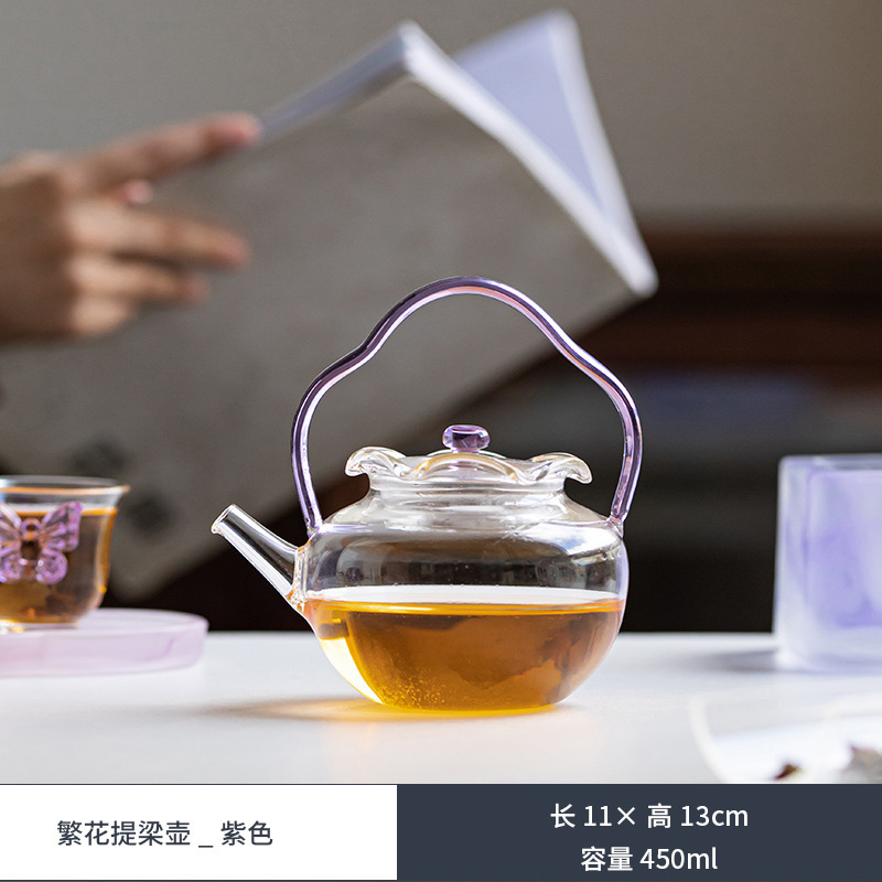 高ホウ素シリコン耐熱加熱温茶ベースの梁煮ティーポット家庭用ガラスポット瑠璃|undefined