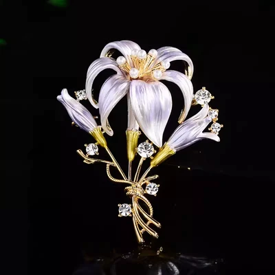 Yaxa sancaqları Lily Flower Brooch Women's - purple-lily