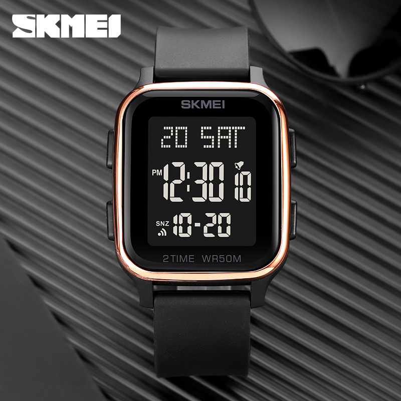 Skmei deportes al aire libre multifuncional cuadrado estudiante de los hombres reloj electrónico reloj impermeable de los hombres 1858