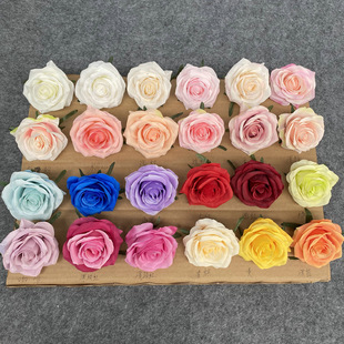 Simulation rose head DIY fake flowers silk flower wedding chest flower hair decoration decorative flower rolled corner rose head