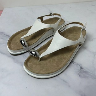 Thong Sandals Women's Summer Outerwear 2024 Summer New Round Toe Flat Bottom Genuine Leather Roman Strap Herringbone Sandals