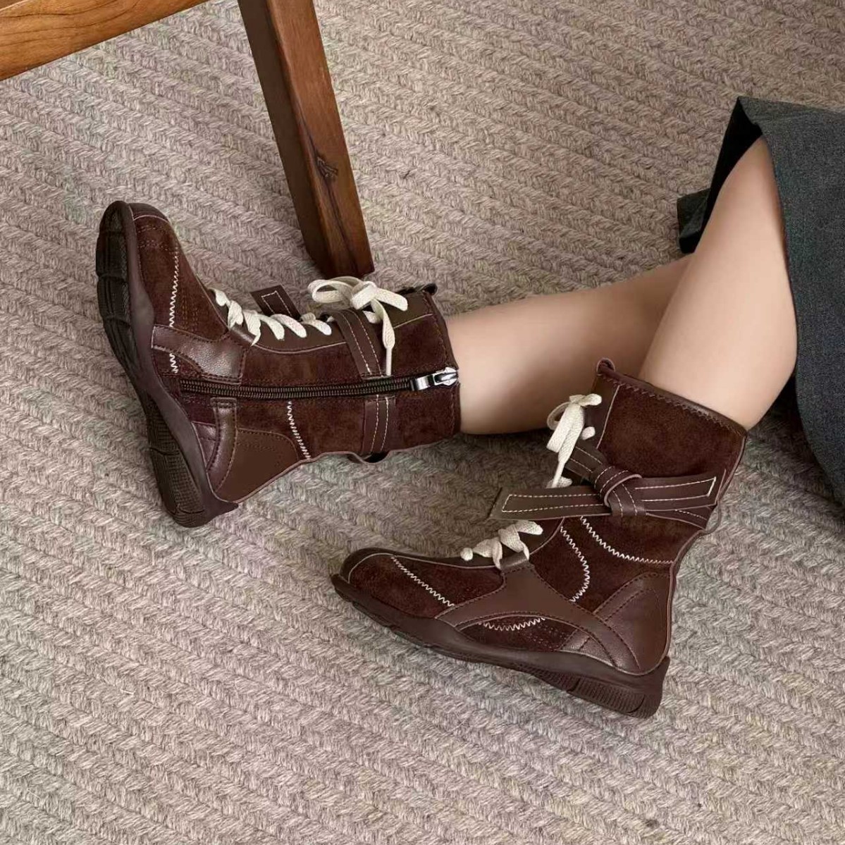 Children's Boots Boots Girls 2024 Spring, Autumn and Winter Retro Thick-Soled Genuine Leather British Style Short Boots Boys