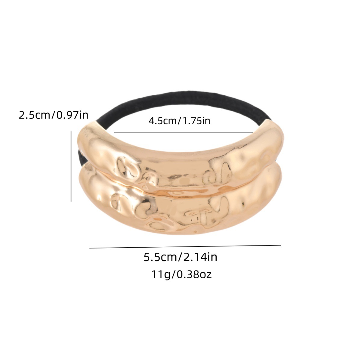 Viento frío europeo y americano, metal geométrico, anillo para el cabello elástico cóncavo y convexo, nuevo anillo para el cabello líquido de temperamento, cuerda para el cabello de alta elasticidad de todo fósforo