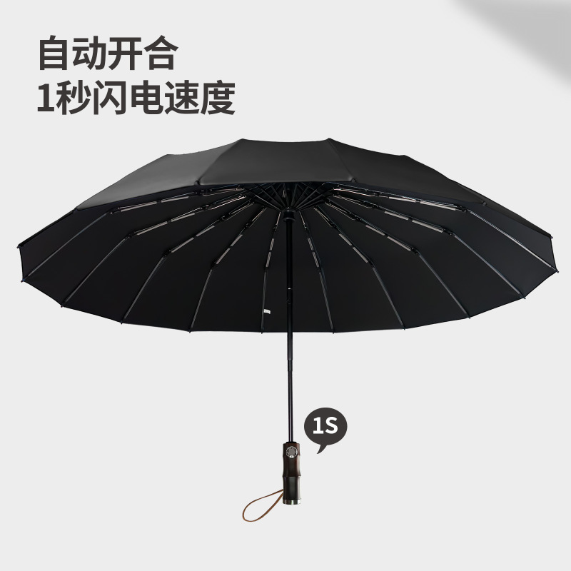 新款三折自动双龙骨男款折叠太阳伞超大号防晒防风晴雨两用双人伞|undefined