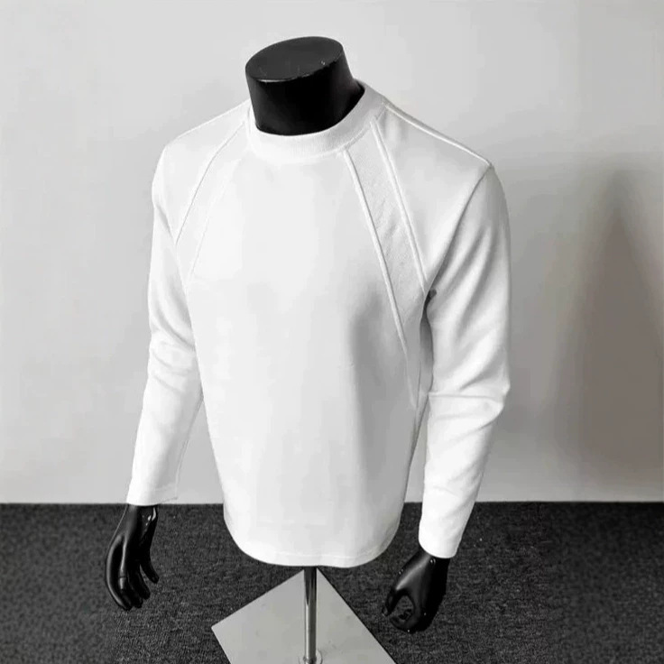 Cleanfit deconstructed long-sleeve T-shirt for men, spring and autumn trendy brand, boxy fit, regular shoulder sweatshirt, heavy weight, loose fit, base layer shirt