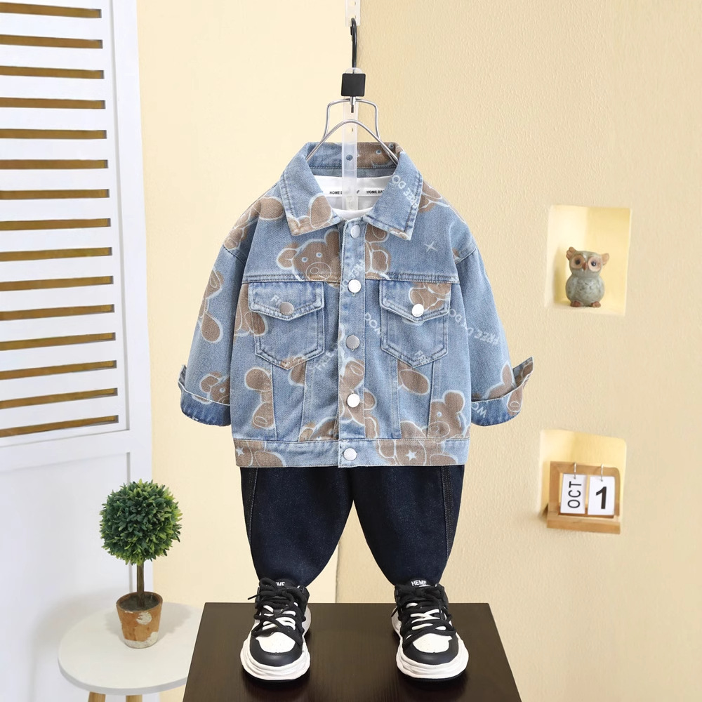 Chaqueta vaquera para niños 7565, estilo primavera y otoño, camisa elegante, top moderno, nuevo modelo 2026 para niños pequeños, conjunto de primavera