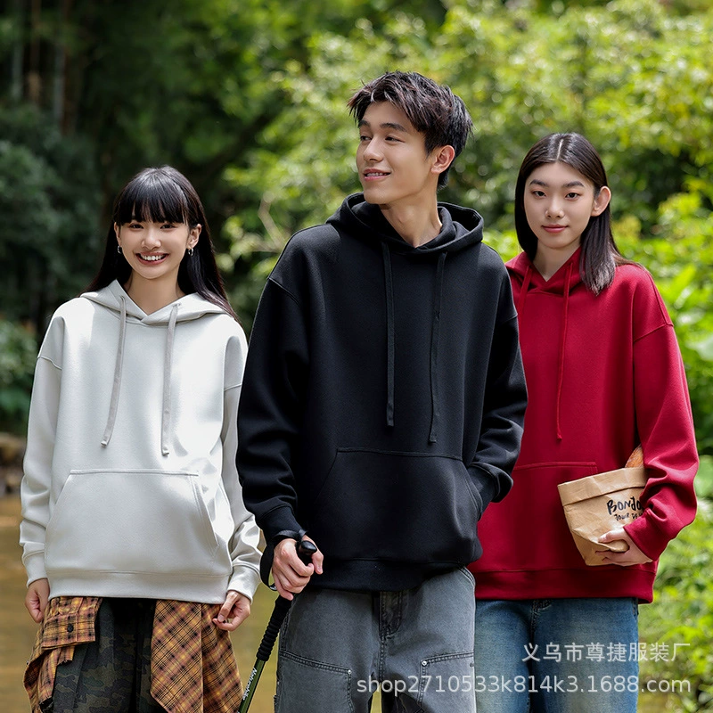 Новая свободная однотонная толстовка с капюшоном из флиса для внешней торговли, модная брендовая толстовка с принтом логотипа для весны и осени