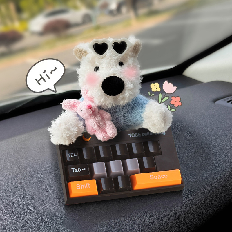 Tarjeta de estacionamiento temporal del automóvil lindo West Highland Puppy Keyboard Teléfono del automóvil Número de matrícula Decoración del automóvil Mover el automóvil