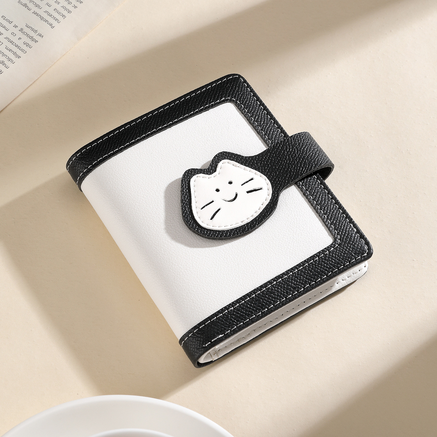 Multi-tarjeta estudiantes adorables gatos hebilla corta pu billetera transfronteriza simple tres por ciento billetera damas