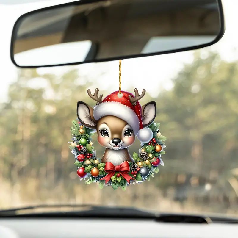 Navidad encantadora ciervo decoración de vacaciones colgante de nuevo acrílico transfronterizo colgante de automóvil plano mochila colgante