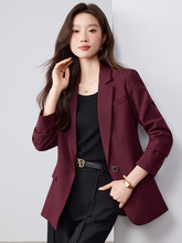 白领酒红色西装外套女2025新款秋季职业气质高级感上衣女士都市风