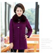 妈妈洋气冬装毛呢外套加厚中长款女装呢子大衣秋冬中老年加棉新款