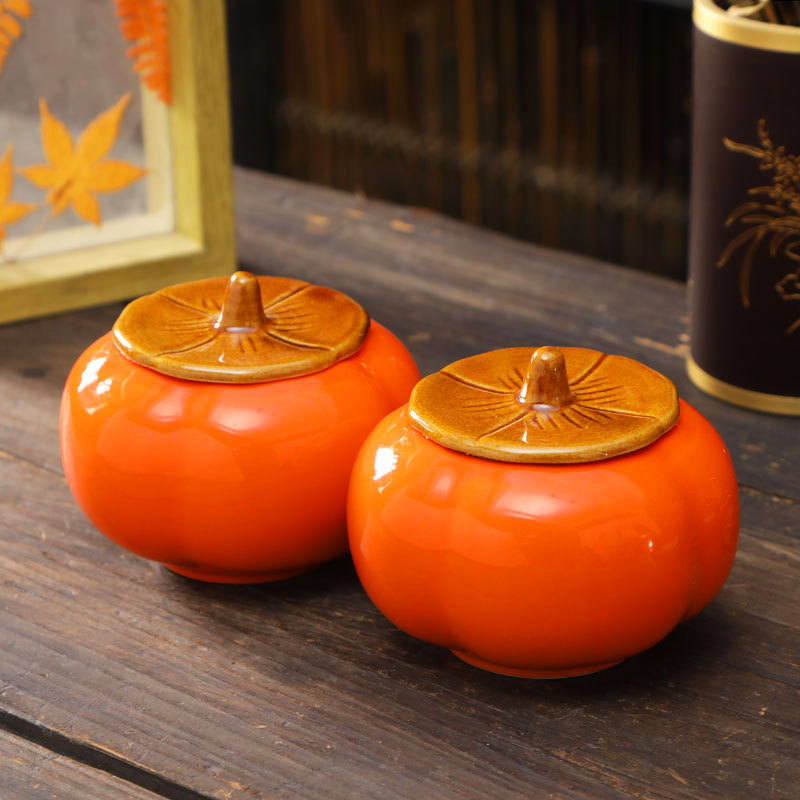 Caqui creativo, regalo de inauguración de la casa de Ruyi, porche de celebridades de Internet, accesorios para el hogar, adornos de cerámica, regalos de boda, latas de té