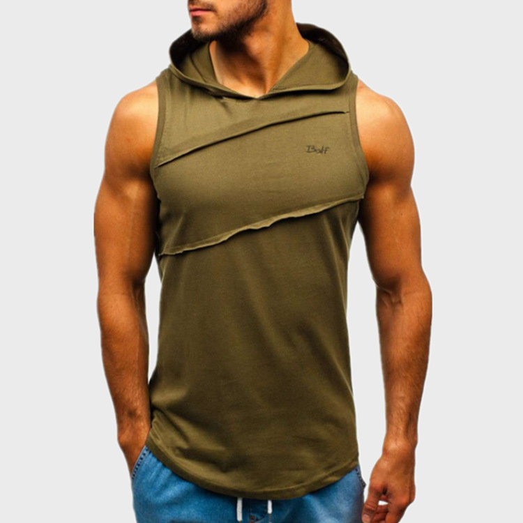 Cross-Border Hooded Loose Vest Fitness Men's Basketball Running Casual Sportswear Mesh Breathable Quick-Drying Top