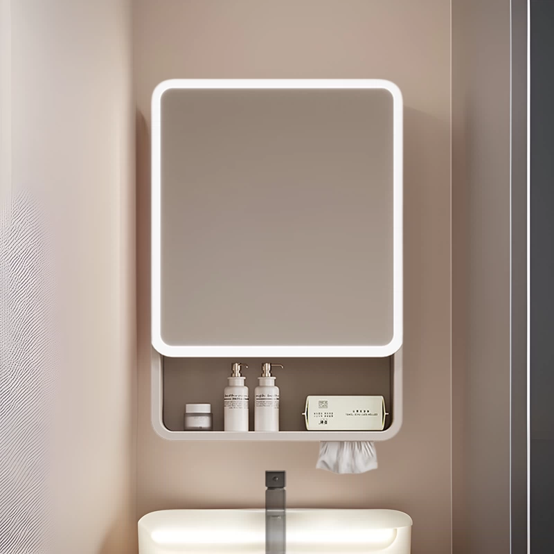 Космический алюминиевый дугообразный зеркальный шкаф небольшого размера интеллектуальная индукционная лампа с прокачкой отверстий для ванной ванной с отдельной стеной шкафчик