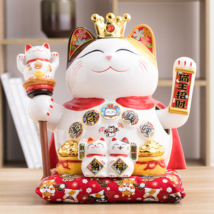 11inch Shaking Hand Lucky Cat Series Japanese Style Ceramic Fortune Cat Large Home Decor Desktop Ornament Wholesale