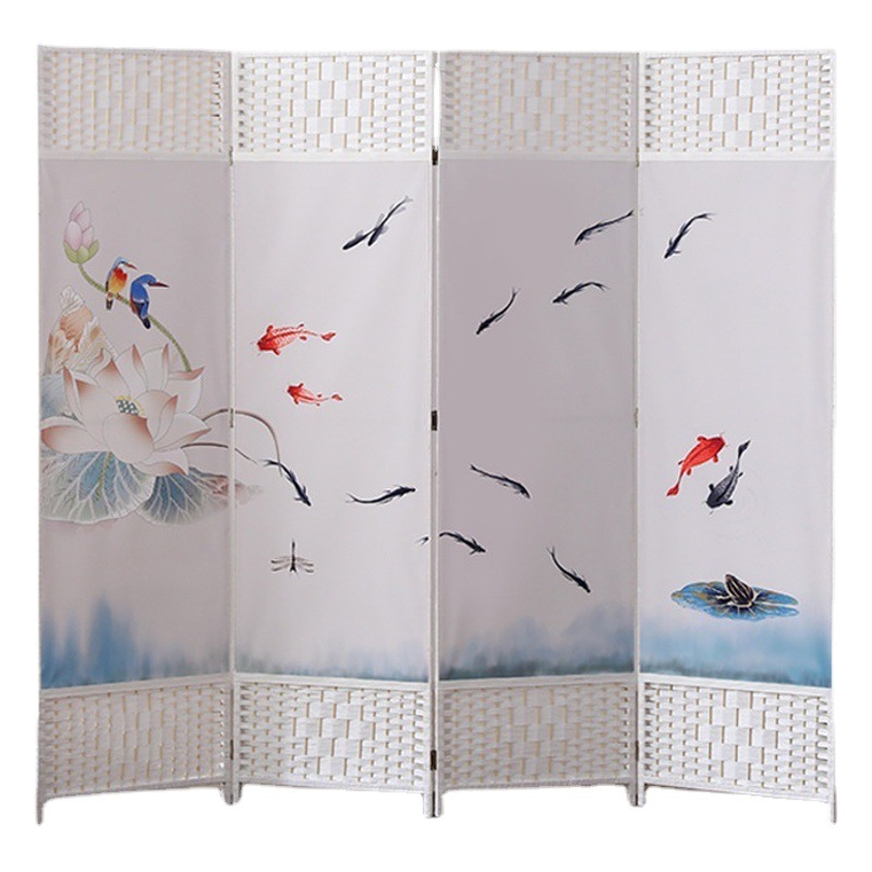 中国風のシンプルなスクリーンパーティション壁屏風リビングルーム寝室ブロッキングシンプルモダンな折りたたみモバイル布バリアホーム