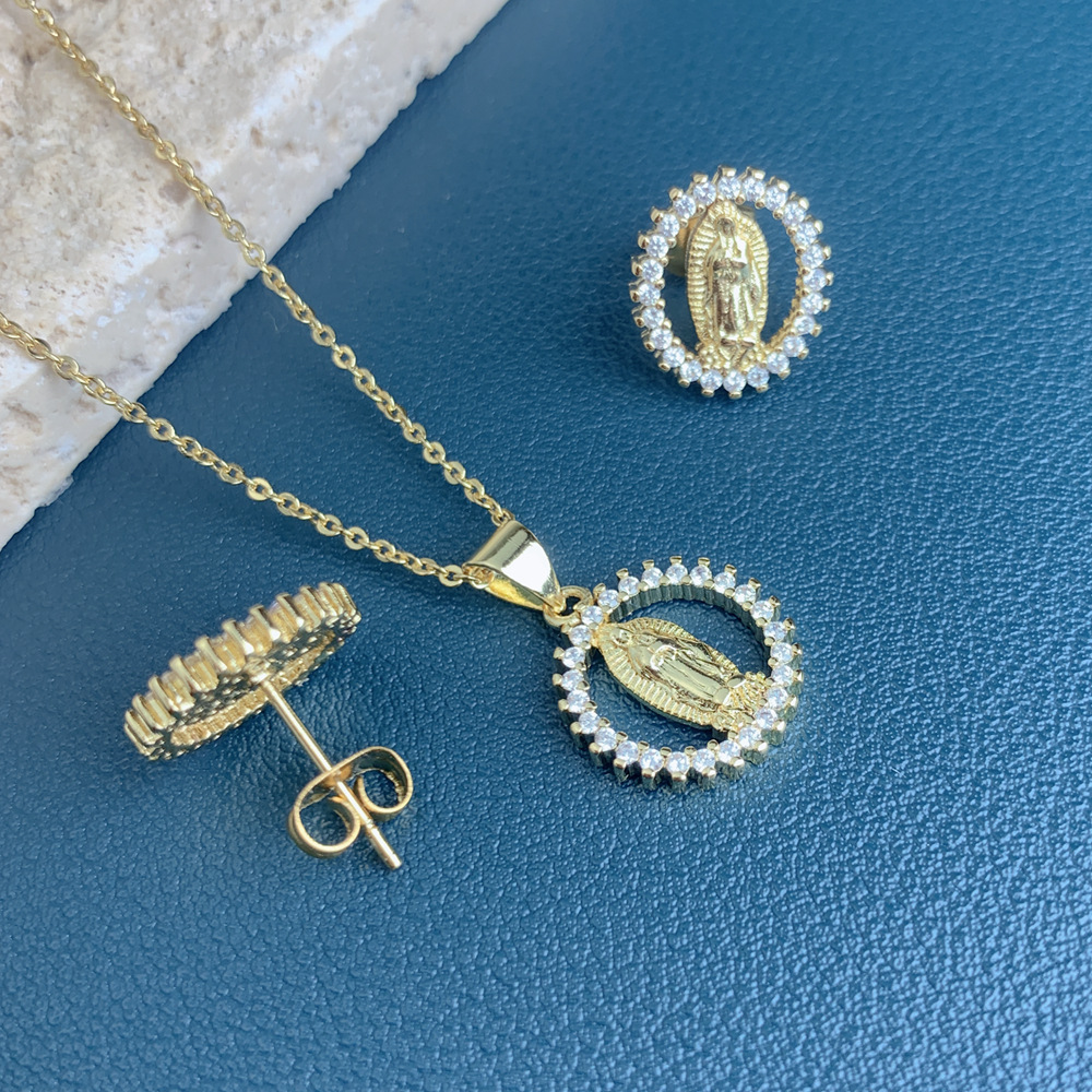 Earrings, Necklace Classification Earrings + Necklace Quantity Elegant Classic Style Geometric Alloy Plating Inlay Artificial Gemstones Women's Earrings Necklace