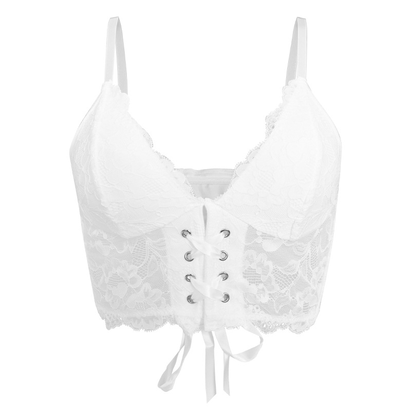 Francés dulce puro deseo correa de encaje universal chaleco giratorio sexy transpirable hermosa espalda desmontable chaqueta de envoltura de pecho