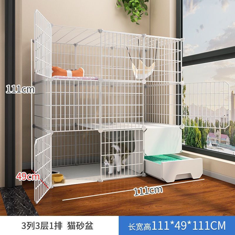 トイレ一体型猫ケージ 特価 3階建て 家庭用 屋内 特大フリースペース ペットヴィラ 猫ハウス|undefined