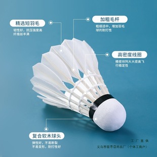 Badminton 12-Pack Durable Black and White Feather Outdoor Training Competition Windproof Nylon Ball 6