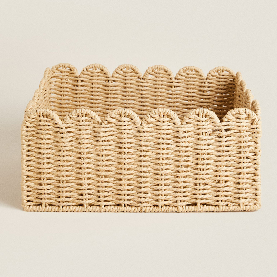Cesta de almacenamiento de tela de paja de calabaza de agua personalizada de espejo, cesta de almacenamiento de tela de caña plegable, mesa de cocina, cesta de almacenamiento de bocadillos
