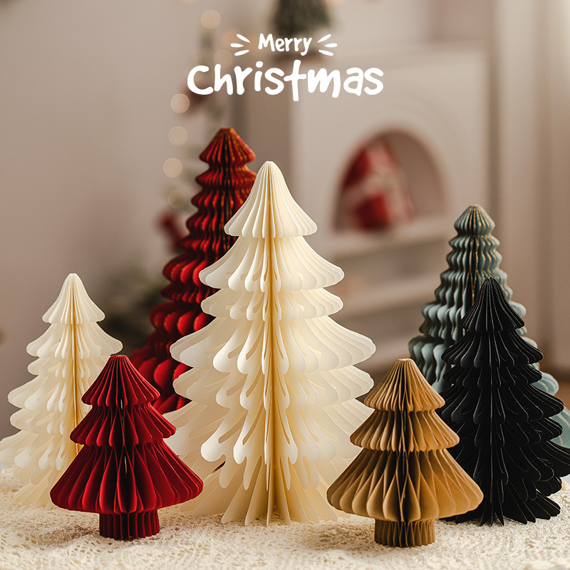 Christmas Honeycomb Christmas Tree Decoration Desktop Decoration Paper Supplies Three-Dimensional Honeycomb Tree Ornaments Home Party Paty