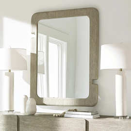 美式复古侘寂风挂壁浴室镜客厅壁炉装饰镜卧室卫生间化妆镜梳妆镜